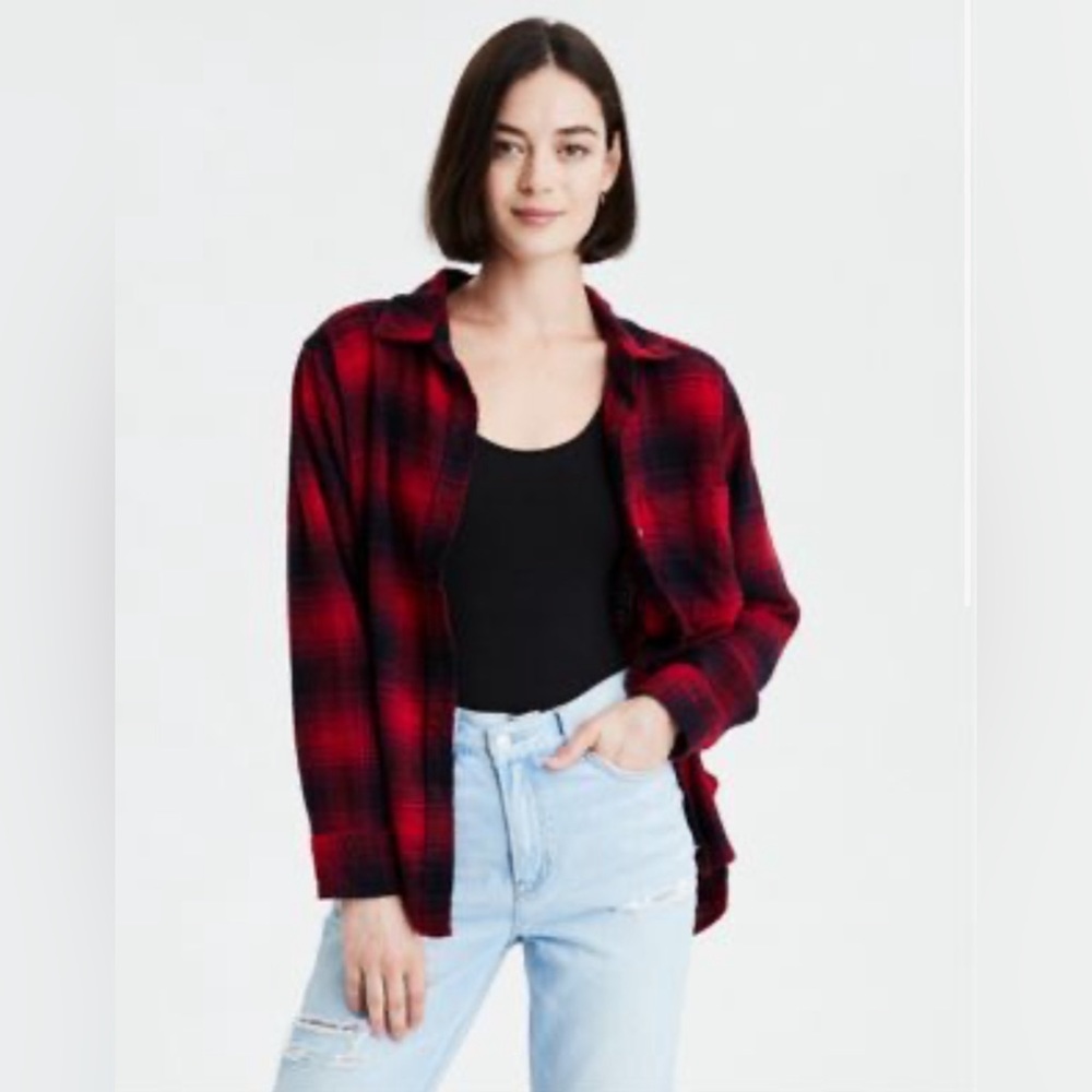American Eagle Super Soft Flannel Button Up Shirt | Size S | Boyfriend Fit